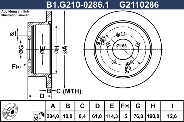 Disque de frein GALFER B1.G210-0286.1