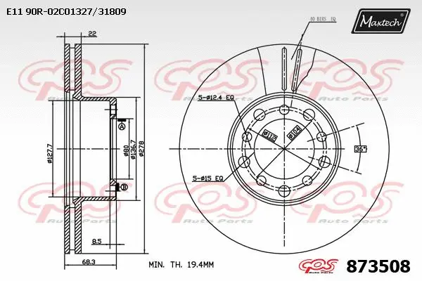 Disque de frein MAXTECH 873508