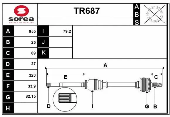 Arbre de transmission SERA TR687