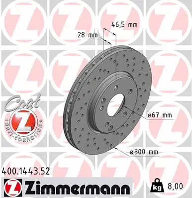 Disque de frein ZIMMERMANN 400.1443.52