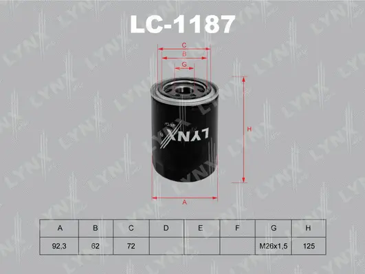 Filtre à huile LYNXAUTO LC-1187