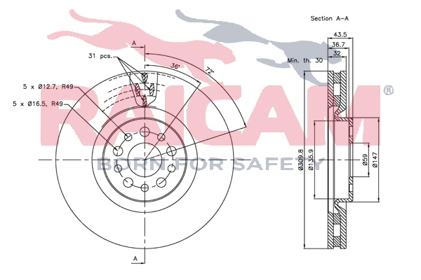 Disque de frein RAICAM RD00644