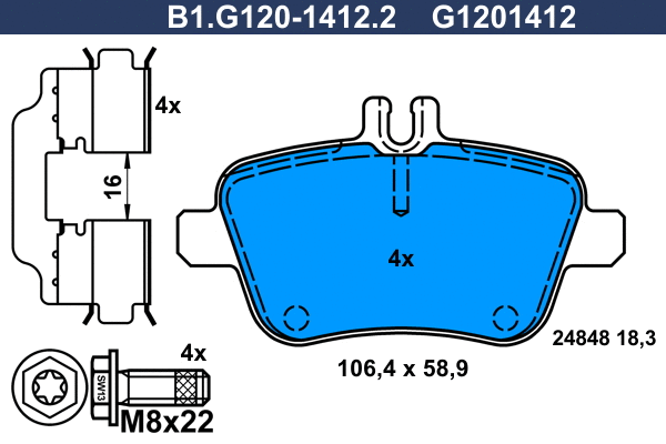 Kit de plaquettes de frein, frein à disque GALFER B1.G120-1412.2