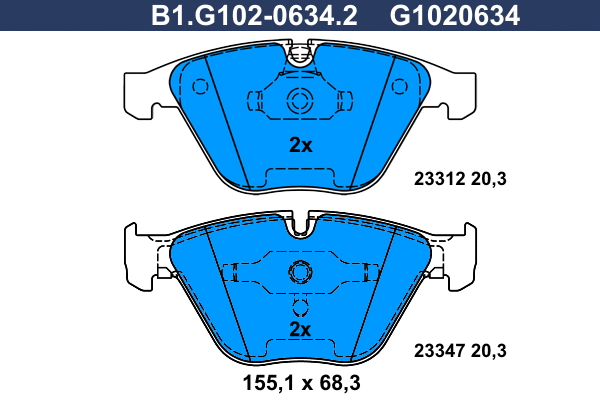 Kit de plaquettes de frein, frein à disque GALFER B1.G102-0634.2