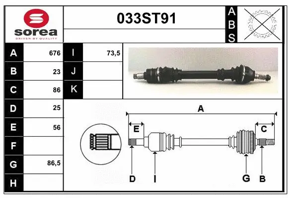 Arbre de transmission STARTCAR 033ST91