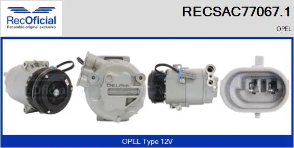 Compresseur, climatisation RECOFICIAL RECSAC77067.1