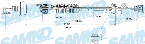 Tirette à câble, commande d'embrayage SAMKO C0155C