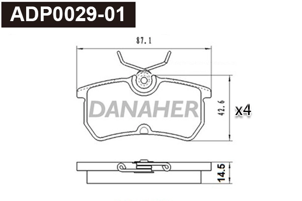 Kit de plaquettes de frein, frein à disque DANAHER ADP0029-01