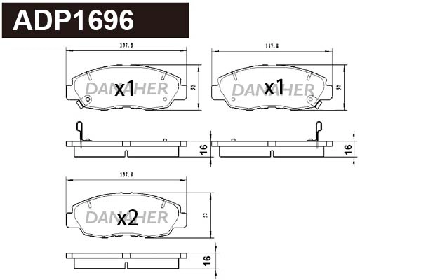 Kit de plaquettes de frein, frein à disque DANAHER ADP1696