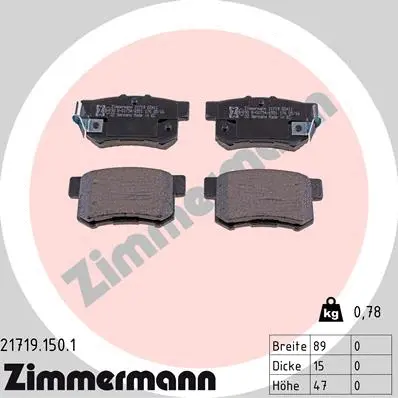 Kit de plaquettes de frein, frein à disque ZIMMERMANN 21719.150.1