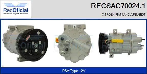Compresseur, climatisation RECOFICIAL RECSAC70024.1
