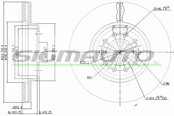 Disque de frein SIGMAUTO DBB133V