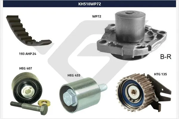 Pompe à eau + kit de courroie crantée HUTCHINSON KH 518WP72