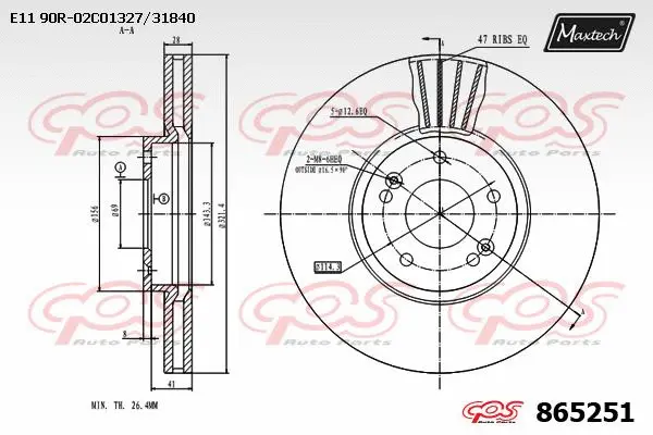 Disque de frein MAXTECH 865251