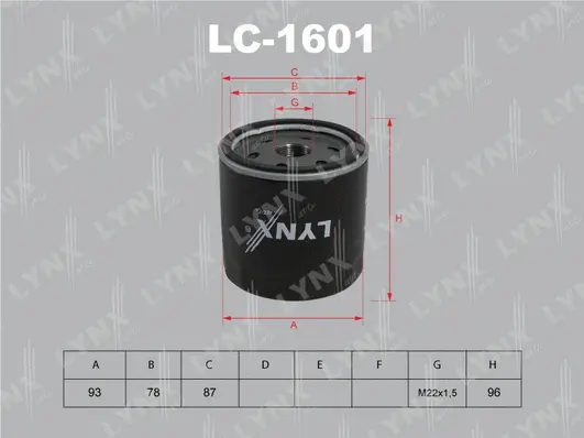 Filtre à huile LYNXAUTO LC-1601