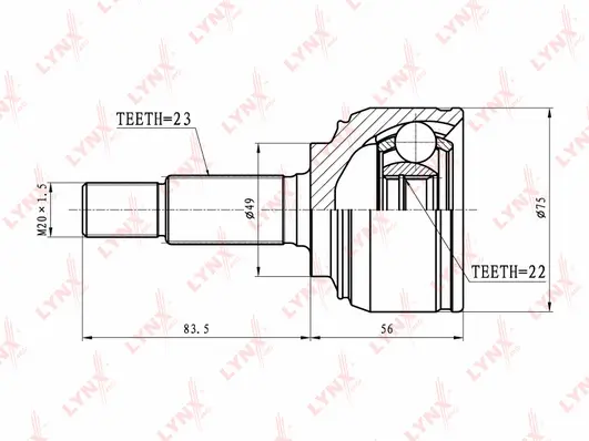 Jeu de joints, arbre de transmission LYNXAUTO CO-5767