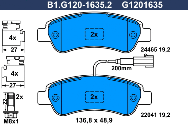 Kit de plaquettes de frein, frein à disque GALFER B1.G120-1635.2