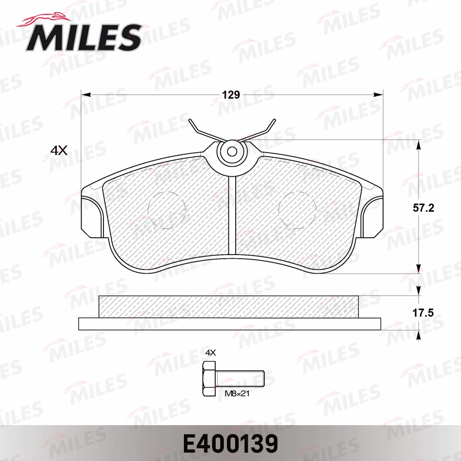 Kit de plaquettes de frein, frein à disque MILES E400139