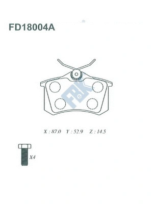 Kit de plaquettes de frein, frein à disque FBK FD18004A