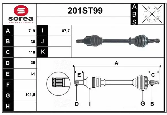 Arbre de transmission STARTCAR 201ST99