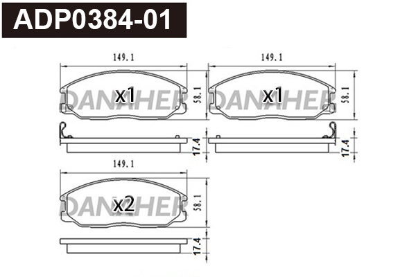 Kit de plaquettes de frein, frein à disque DANAHER ADP0384-01