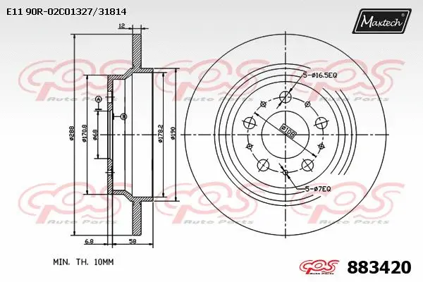 Disque de frein MAXTECH 883420