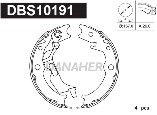 Jeu de mâchoires de frein, frein de stationnement DANAHER DBS10191