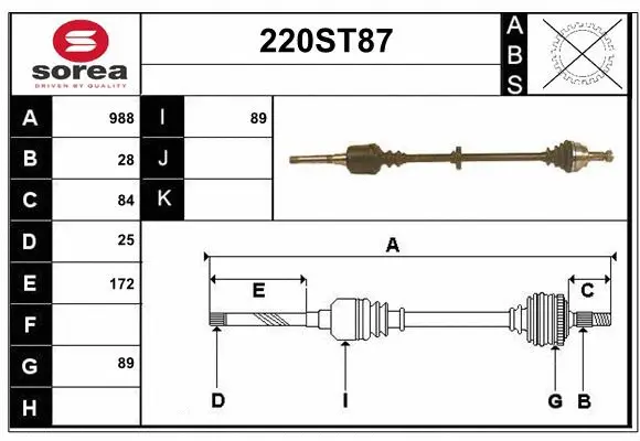 Arbre de transmission STARTCAR 220ST87