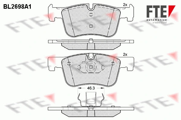 Kit de plaquettes de frein, frein à disque FTE 9010926