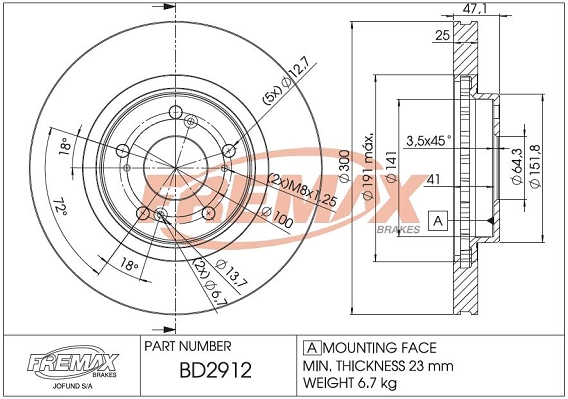 Disque de frein FREMAX BD-2912