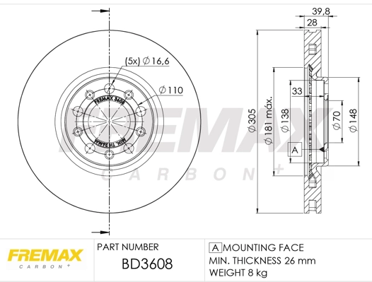 Disque de frein FREMAX BD-3608