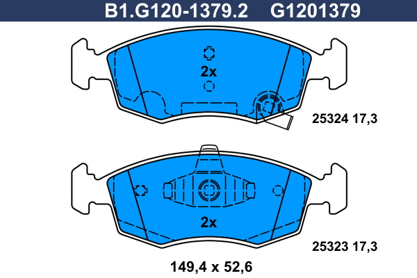 Kit de plaquettes de frein, frein à disque GALFER B1.G120-1379.2