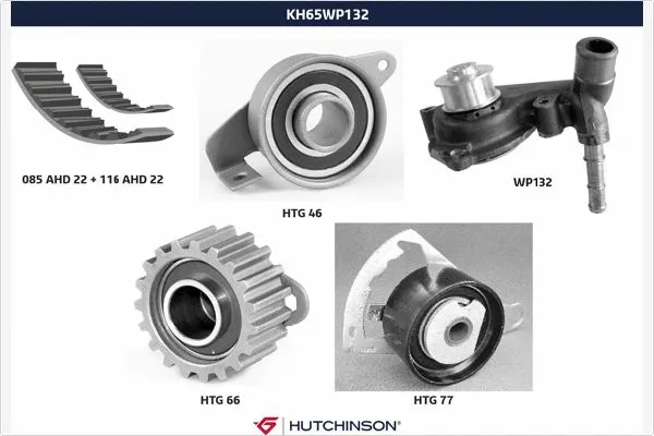 Pompe à eau + kit de courroie crantée HUTCHINSON KH 65WP132