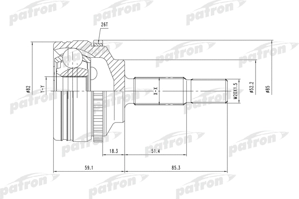 Jeu de joints, arbre de transmission PATRON PCV1378