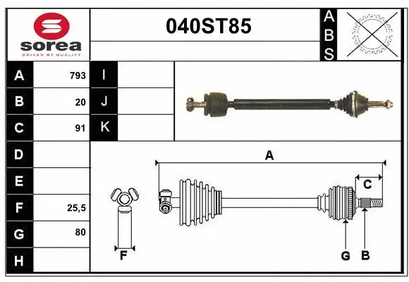 Arbre de transmission STARTCAR 040ST85