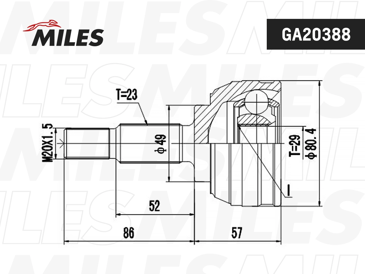Jeu de joints, arbre de transmission MILES GA20388