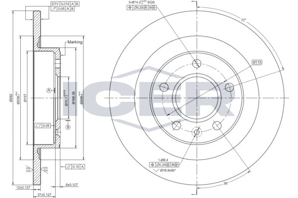 Disque de frein ICER 78BD1558-2