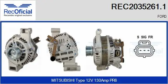 Alternateur RECOFICIAL REC2035261.1