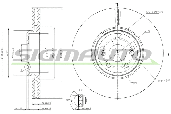 Disque de frein SIGMAUTO DBB405V