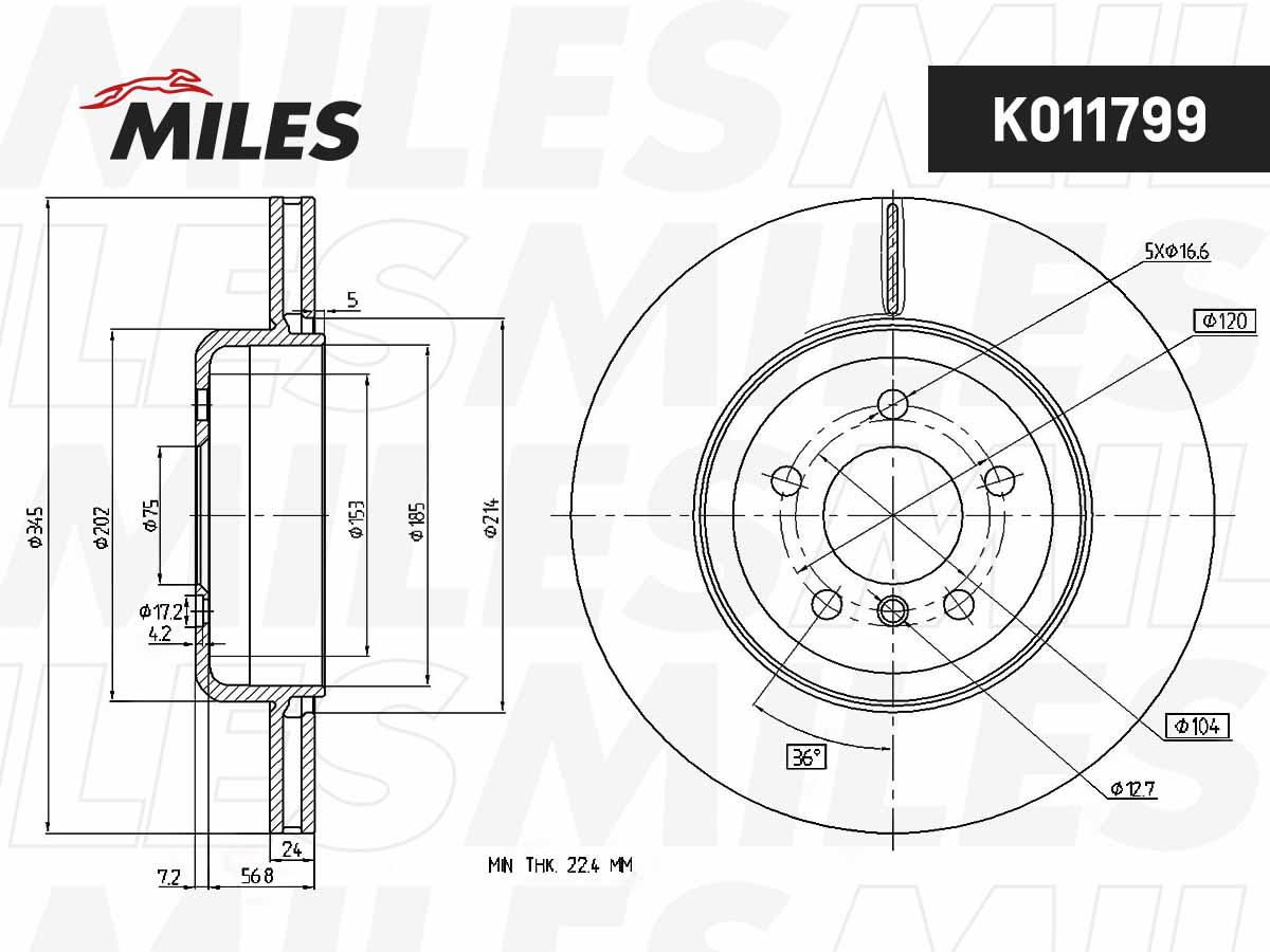Disque de frein MILES K011799