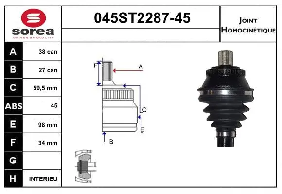 Jeu de joints, arbre de transmission STARTCAR 045ST2287-45
