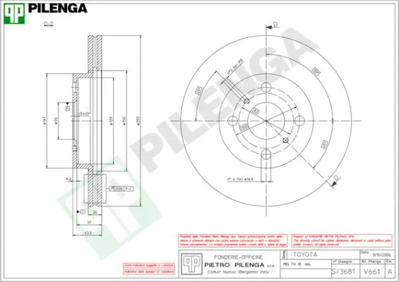 Disque de frein PILENGA V661