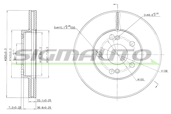 Disque de frein SIGMAUTO DBB167V