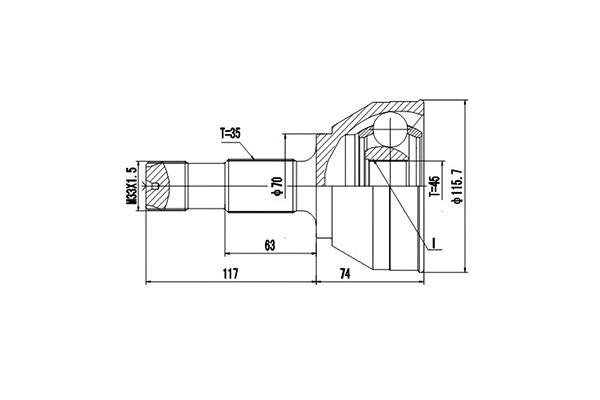 Jeu de joints, arbre de transmission DYNAMATRIX DCV810050