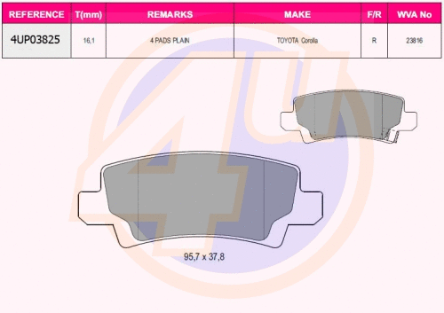 Kit de plaquettes de frein, frein à disque 4u 4UP03825