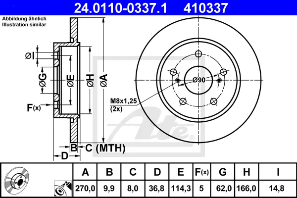 Disque de frein ATE-APAC 24.0110-0337.1