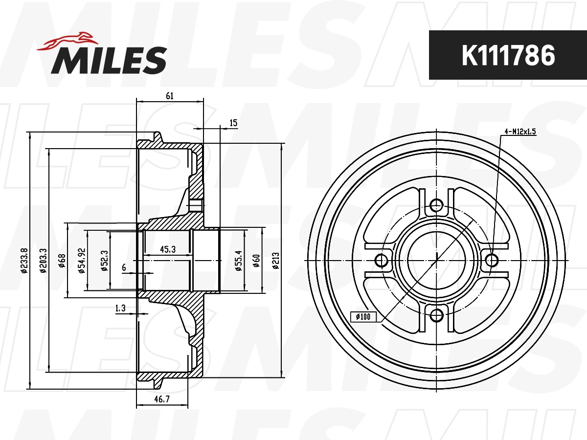 Tambour de frein MILES K111786