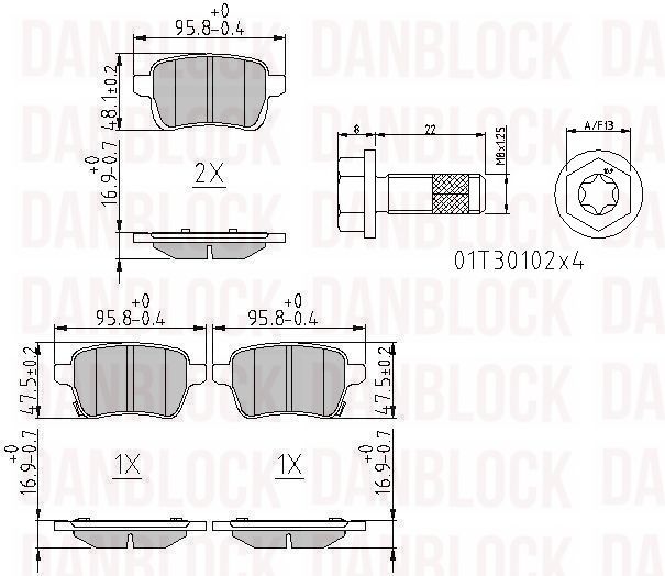 Kit de plaquettes de frein, frein à disque DANBLOCK DB 511268