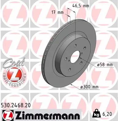 Disque de frein ZIMMERMANN 530.2468.20