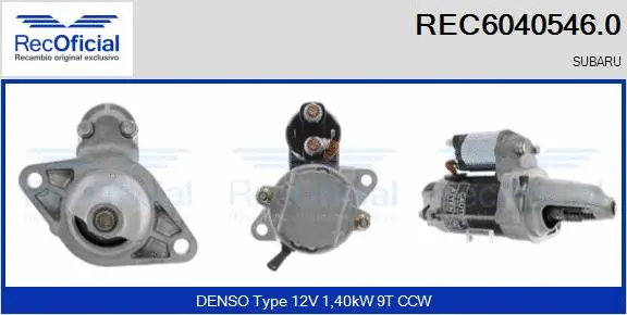 Démarreur RECOFICIAL REC6040546.0